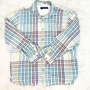 TOMMY BAHAMA RUM ISLAND SHIRT MULTICOLOR CHECK PATTERN BUTTON FRONT MENS XL